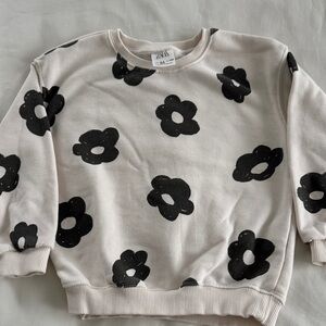 Zara Black Floral on Cream Sweatshirt